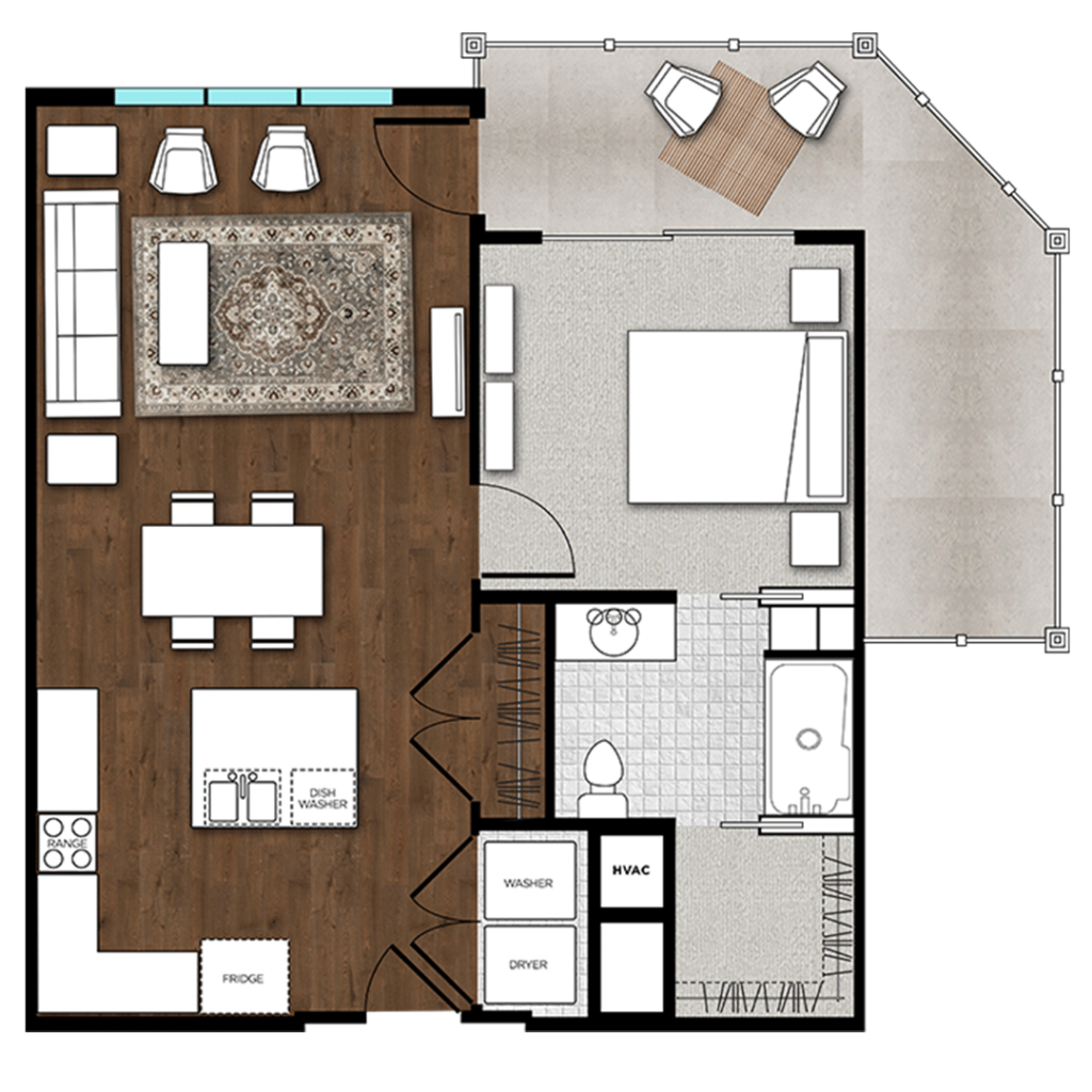 The Saylor floor plan at luxury senior apartments in Huntersville North Carolina