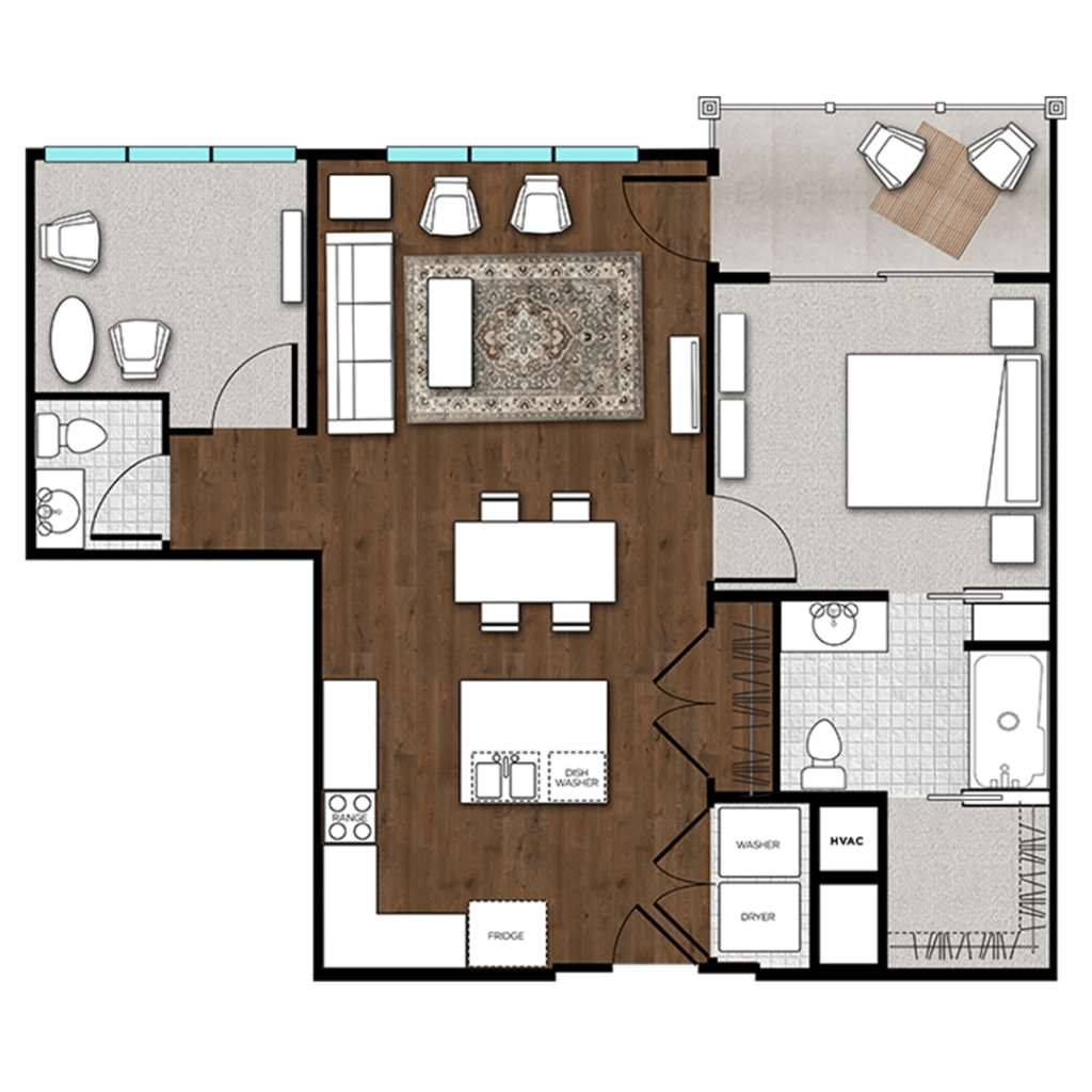 The Reese floor plan at luxury senior apartments in Huntersville North Carolina