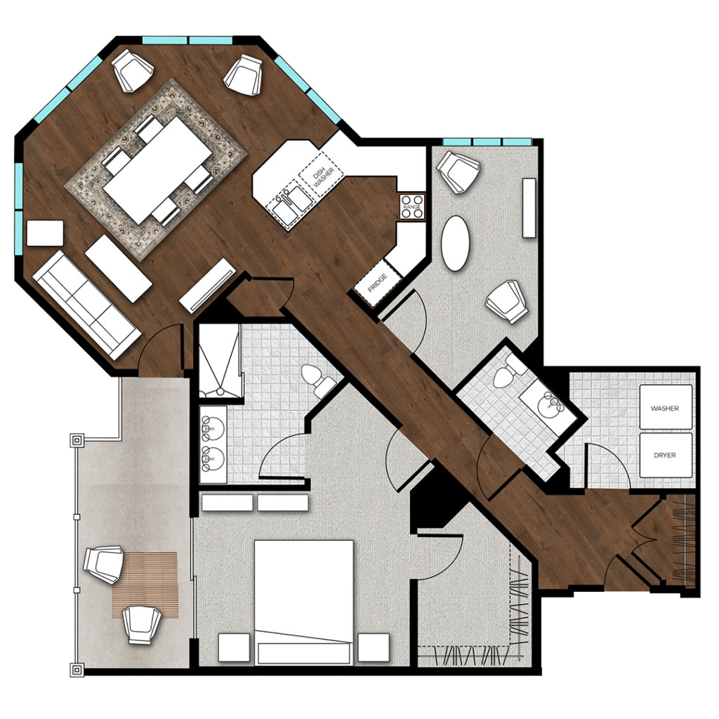 The Cameryn floor plan at luxury senior apartments in Huntersville North Carolina